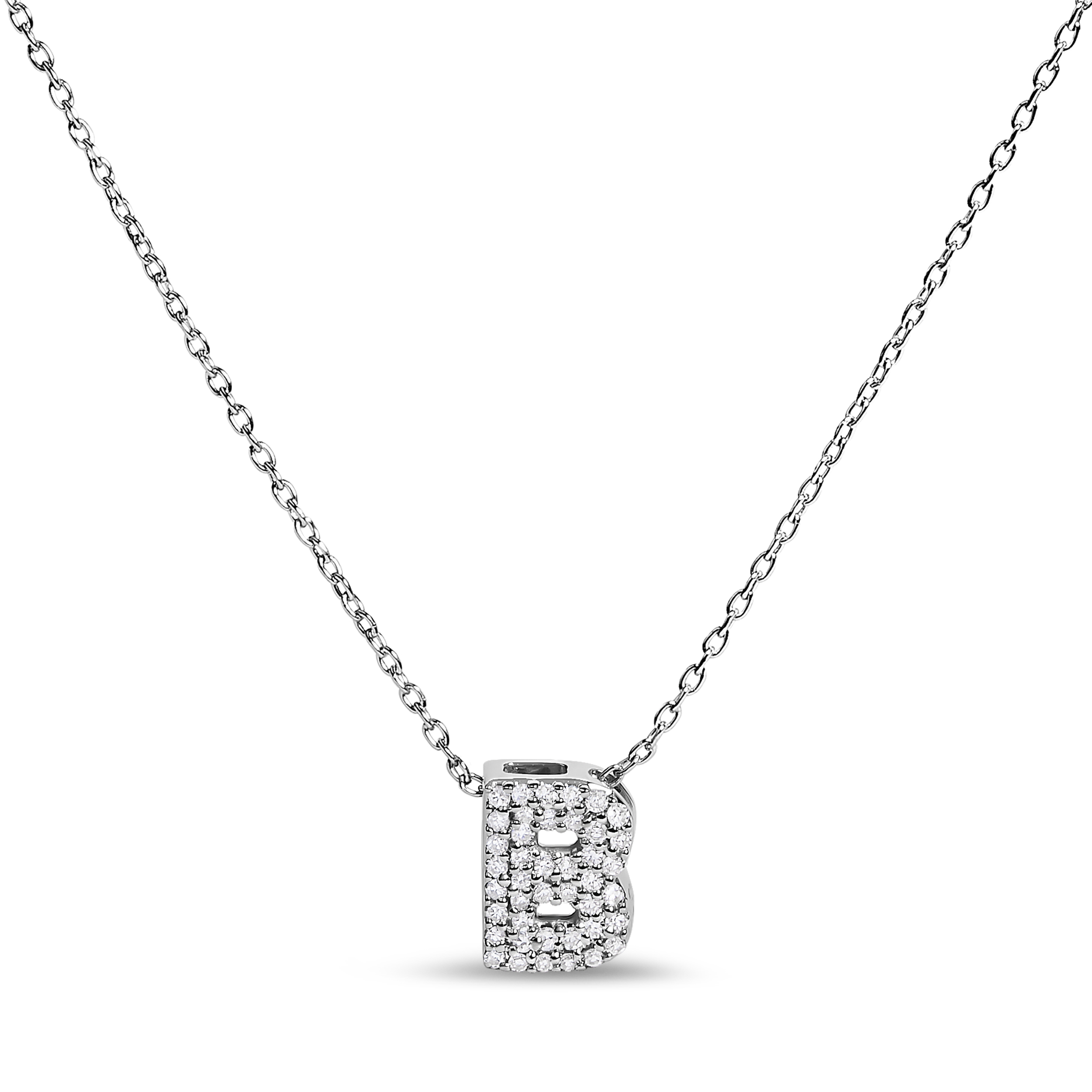 10k White Gold Diamond Accent "B" Initial